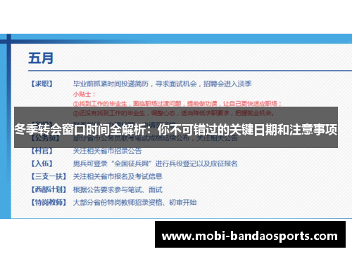 冬季转会窗口时间全解析:你不可错过的关键日期和注意事项 冬季转会窗口时间全解析:你不可错过的关键日期和注意事项